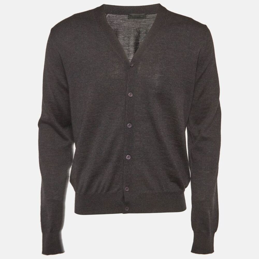 Prada Grey Knit Button Front Cardigan M